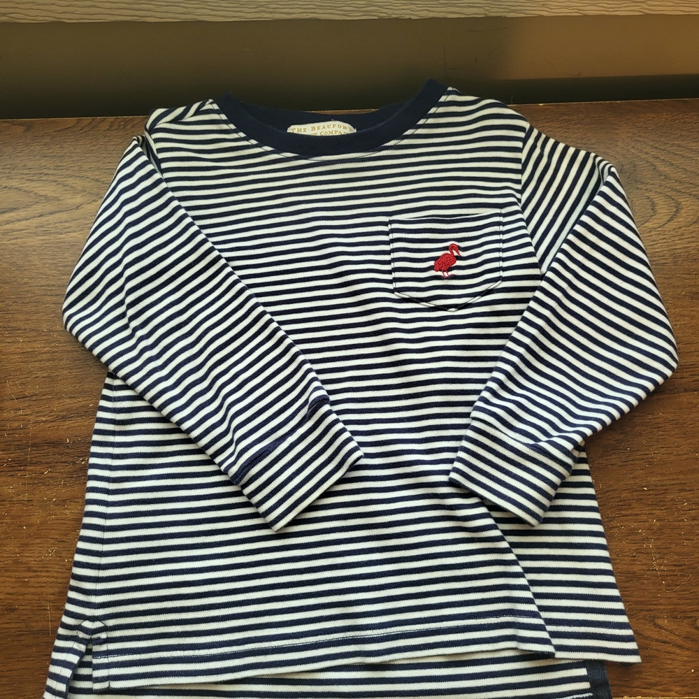 The Beaufort Bonnet Company Navy and White Striped Long Sleeve Tee